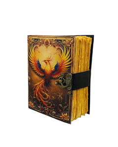 Phoenix Grimoire Leather Journal Handmade Vintage <b>Book</b> of Shadows Embossed Notebook <b>Blank</b> Pages for Writing Drawing and Notes - Product Image 5