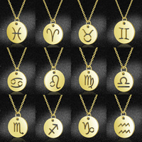 Collier EManco avec pendentif pièce découpée signe du zodiaque, chaîne en câble dorée, bijoux tendance pour le quotidien et les fêtes