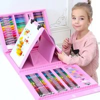 Ensemble de papeterie de dessin de 208 pièces, stylos à aquarelle et crayons, ensembles d'art, cadeau de dessin, fournitures artistiques, ensemble de peinture et de dessin portable