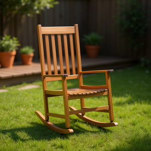 Fauteuil à bascule traditionnel en bois massif 68,5x86x115cm, chaise de jardin intérieure/extérieure, mobilier confortable - Product Image 2