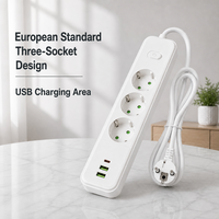 Multiprises avec câbles de 2 mètres : Prises d'extension de style allemand, multiprises de style russe de 2 mètres avec prises lumineuses.