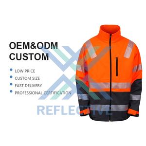 LX jaket Softshell reflektif, jaket Softshell reflektif hitam merah musim dingin, jaket keselamatan kerja reflektif, jaket reflektif konstruksi, baru - Product Image 1