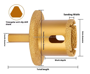 Foret diamanté double couche pour marbre, pierre, carrelage, verre, pour l'ouverture de vasques sous évier, pour utilisation avec perceuse à maçonnerie - Product Image 3