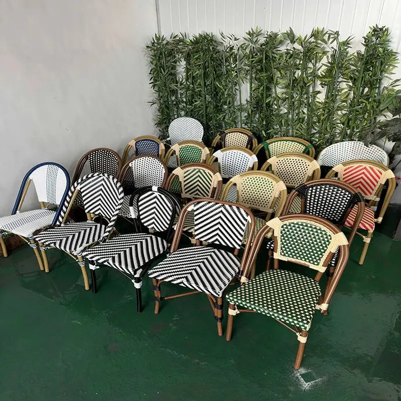 Venda quente Jardim mesa e cadeiras pátio exterior mobiliário conjuntos impermeável luxo rattan jantar cadeira alumínio café mesas