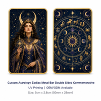 Cartes de Tarot Astrologiques Personnalisées 12 Signes du Zodiaque, Barre de Cuivre 999 Double Face, Artisanat Métallique, Cartes de Collection Constellation Phase de Lune, Cadre Doré