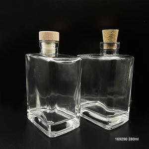 Bouteille en verre de forme carrée pour boissons au lait, avec bouchon en liège métallique, de 280ml, 1 pièce - Product Image 4