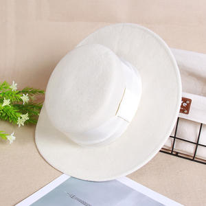 Chapeaux Fedora en feutre de laine <span class=keywords><strong>blanc</strong></span> pour femmes en gros, chapeaux vintage à large bord, chapeau Pork Pie, chapeau jazz pliable - Product Image 3