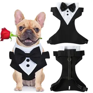 Gentleman Suit Amazon Hot Sale Dog Wedding Party Formal Clothes Suit Tuxedos and Bandana Set Dog Prince Bow Tie Outfit