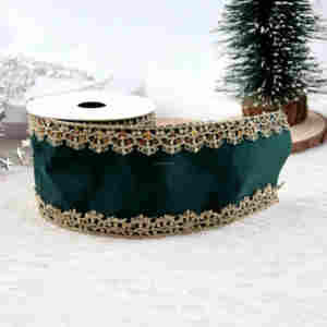 Gordon RibbonsWired Christmas Velvet <span class=keywords><strong>Ribbon</strong></span> With Exquisite Gold Edge Wholesale Metallic Velvet <span class=keywords><strong>Ribbon</strong></span> for Decoration - Product Image 5
