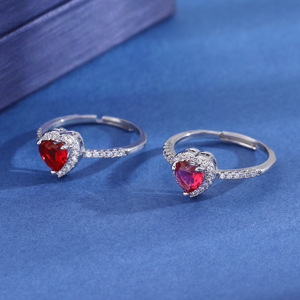 Anelli a Cuore da Donna di Tendenza in Super Offerta Placcati <span class=keywords><strong>Argento</strong></span> <span class=keywords><strong>e</strong></span> <span class=keywords><strong>Oro</strong></span> con Pavé Completo di Zirconi Cubici Multicolore di Alta Qualità in Ottone - Product Image 4