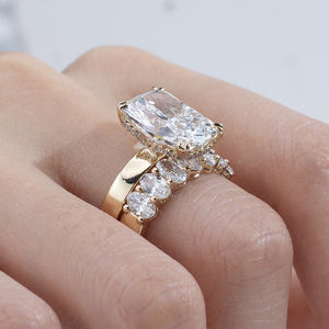 Anillo de Lujo con Diamante Sintético Cultivado en Laboratorio, Corte Cojín, Oro Sólido de 14K, Certificado IGI, para Mujer, Modelo MSR-2051 - Product Image 6