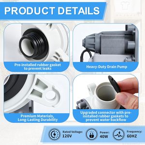 Pompe de vidange pour lave-linge WH23X28418 120V AC, pièce de rechange pour réparation de lave-linge G/E - Product Image 3