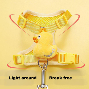 Rarewe Set kekang anjing kucing, aksesori hewan peliharaan Logo kuning bayi bebek dicetak Set <span class=keywords><strong>Harness</strong></span> kucing dapat disesuaikan rompi <span class=keywords><strong>Harness</strong></span> - Product Image 6