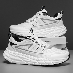 Chaussures de sport respirantes à lacets pour hommes, grandes tailles, pour pieds larges, antidérapantes, à semelle épaisse en caoutchouc, coupe basse, bout rond, en tissu confortable - Product Image 3