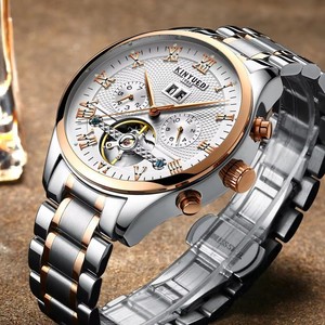 Montre mécanique pour homme KINYUED, étanche 3 ATM, bracelet en acier inoxydable, design double fermoir papillon, calendrier complet, vente en gros - Product Image 4