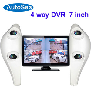 DVR a 4 Canali per Auto e <span class=keywords><strong>Camper</strong></span> con Telecamera Anteriore e Posteriore, <span class=keywords><strong>Specchietto</strong></span> Elettronico a Doppia Lente con Visione Laterale e Posteriore e Monitoraggio Punti Ciechi - Product Image 1
