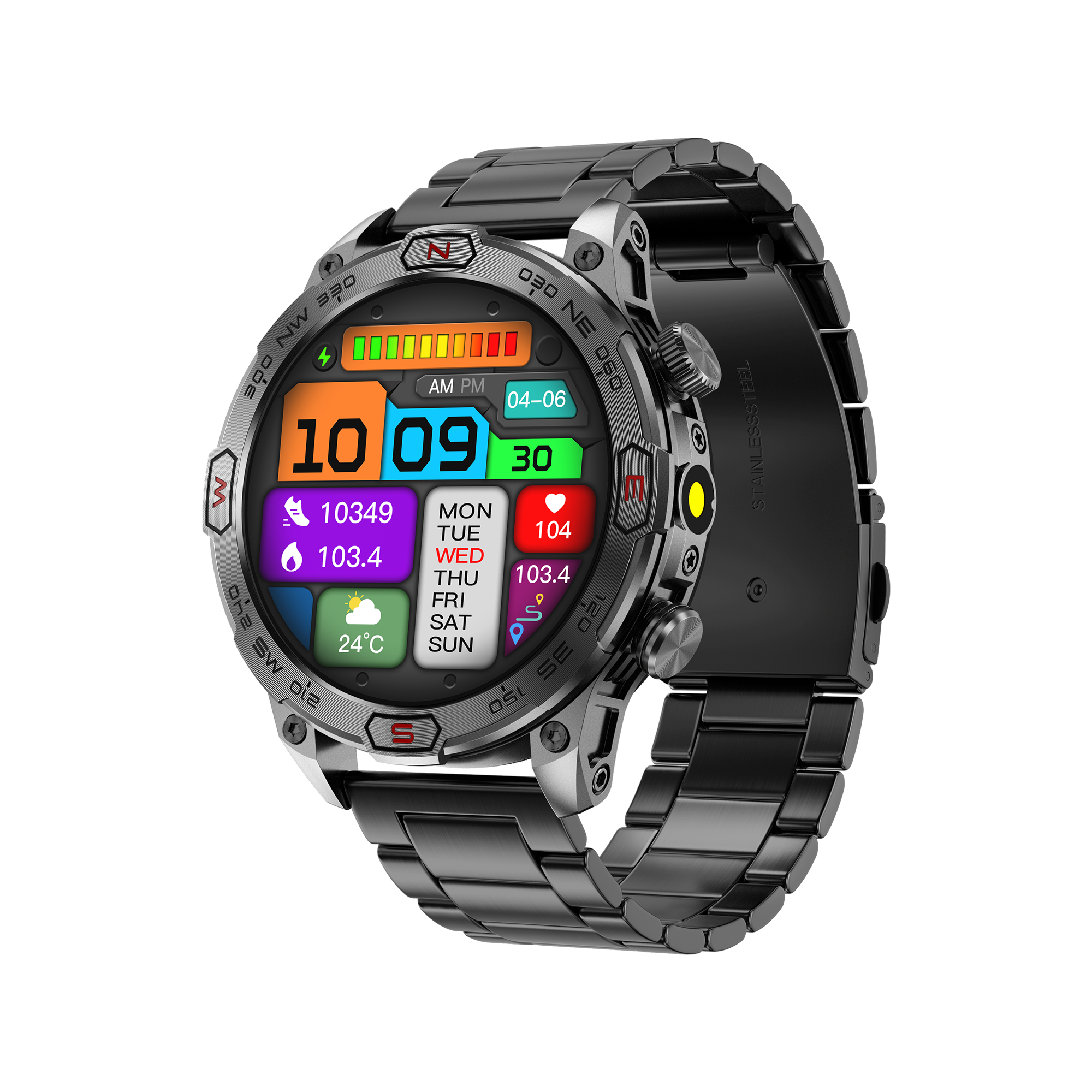 KC86 Smart Watch with Flashlight Compass 1.43 Inch AMOLED Screen