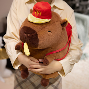 ตุ๊กตาคาปิบาร่าน่ารักพร้อมของตกแต่งรูปเฟรนช์ฟรายส์แบบถอดได้ กระเป๋าเป้เฟรนช์ฟรายส์ขนาดเล็ก ขนนุ่มเหมือนขนมิงค์ มีสามขนาด ของขวัญน่ารักสำหรับคนรักการ์ตูน - Product Image 3