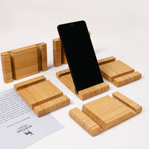 Soporte de bambú para teléfono, soporte de escritorio, regalo artesanal portátil para uso en la oficina - Product Image 1