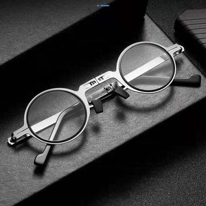 <strong>Mini</strong> Metal Folding <strong>Reading</strong> <strong>Glasses</strong> Small Round Square Portable Foldable Blue Light Blocking Folding <strong>Reading</strong> <strong>Glasses</strong> With Case - Product Image 2