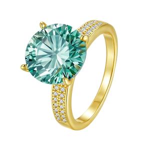 Simpele klassieke luxe ronde geslepen 5CT VVS1 GRA groene moissanite ringen 925 zilver verguld verlovings- en beloftejuwelen voor vrouwen - Product Image 1