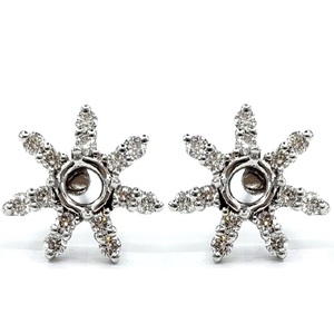 Prix d'usine, production rapide, boucles d'oreilles clous semi-montées pour femme en or blanc 18 carats avec diamant véritable taille brillant, fermoir à vis, pour mariage - Product Image 1