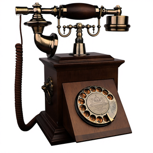 Téléphone fixe antique européen, téléphone fixe antique américain, bois massif, mode créative, rotation sans fil, carte Chine - Product Image 4