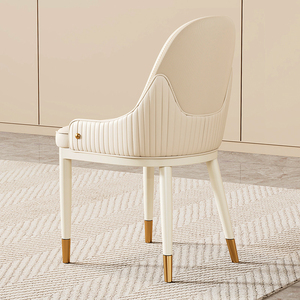 Modern Synthetic Leather Solid Wood <strong>Dining</strong> <strong>Chair</strong> Home Use Thickened <strong>Cream</strong> Style Comfortable Long Sitting Commercial Use High-End - Product Image 6