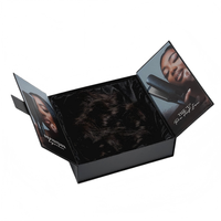 Boîte cadeau magnétique à double porte recyclable pour extensions de cheveux avec doublure en soie, emballage en carton pliable pour perruques