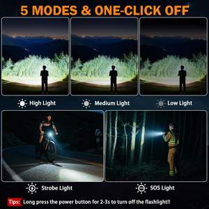 Linterna Recargable de 2000 Lúmenes, Luz Blanca Brillante, Láser LEP, Impermeable, con Batería y Pantalla LCD para Camping - Product Image 2