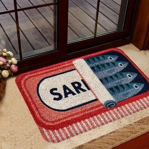 Alfombra de Entrada con Diseño de Sardinas, Alfombra de Franela con Patrón Rojo y Blanco, Alfombra Gruesa Absorbente Antideslizante para Entrada - Product Image 2