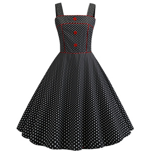 Femmes Faldas Para Mujeres 50s <span class=keywords><strong>Vintage</strong></span> une ligne à pois Cocktail Corset robe bal thé fête mariage Sexy balançoire robe pour les femmes - Product Image 6