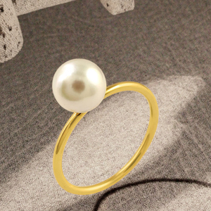 Anelli Girevoli da Donna Placcati Oro 9k con Perle Imitazione, Anello Singolo Grande in Argento per Matrimonio da Uomo, Vendita all'Ingrosso - Product Image 2