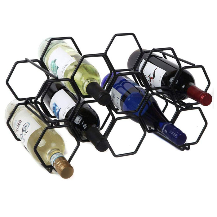 Home Decor Modern Style Free Standing Countertop Wine Rack Metal Wine Rack Table Wine Bottle Storage Rack