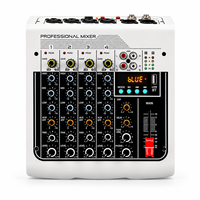 Console de mixage audio professionnelle 4 canaux avec Bluetooth, égaliseur 3 bandes, pour DJ, karaoké, scène, enregistrement, système son