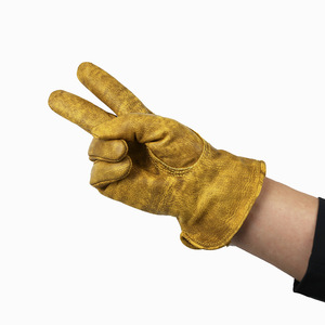 Guantes de Motocicleta de Cuero Vacuno Amarillo con Diseño Retro, Guantes de Seguridad para Conducir - Product Image 5