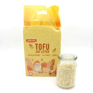 Premium Plant Strooisel Geur 2 Mm Streepvormige Eco-Schone Stofvrije Aangekoekte Tofu Kattenbakvulling