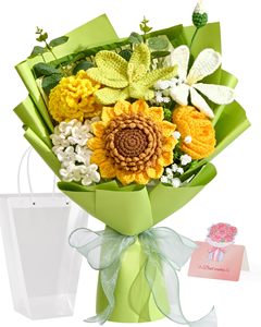 Cadeaux créatifs personnalisés, bouquet <span class=keywords><strong>de</strong></span> fleurs <span class=keywords><strong>éternel</strong></span>les fait main au crochet, fleurs d'imitation <span class=keywords><strong>de</strong></span> tournesol finies pour la Saint-Valentin - Product Image 3