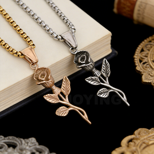 Collier en acier inoxydable plaqué or 18 carats DUOYING, style rétro, avec breloques rose, croix, <span class=keywords><strong>boussole</strong></span>, aile d'ange et Méduse, bijoux pour femmes - Product Image 3