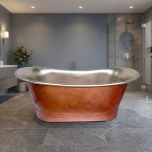 Bañera Ovalada Independiente de Cobre, Diseño Elegante y Duradero de Acero Inoxidable para Adultos - Artesanía India - Product Image 2