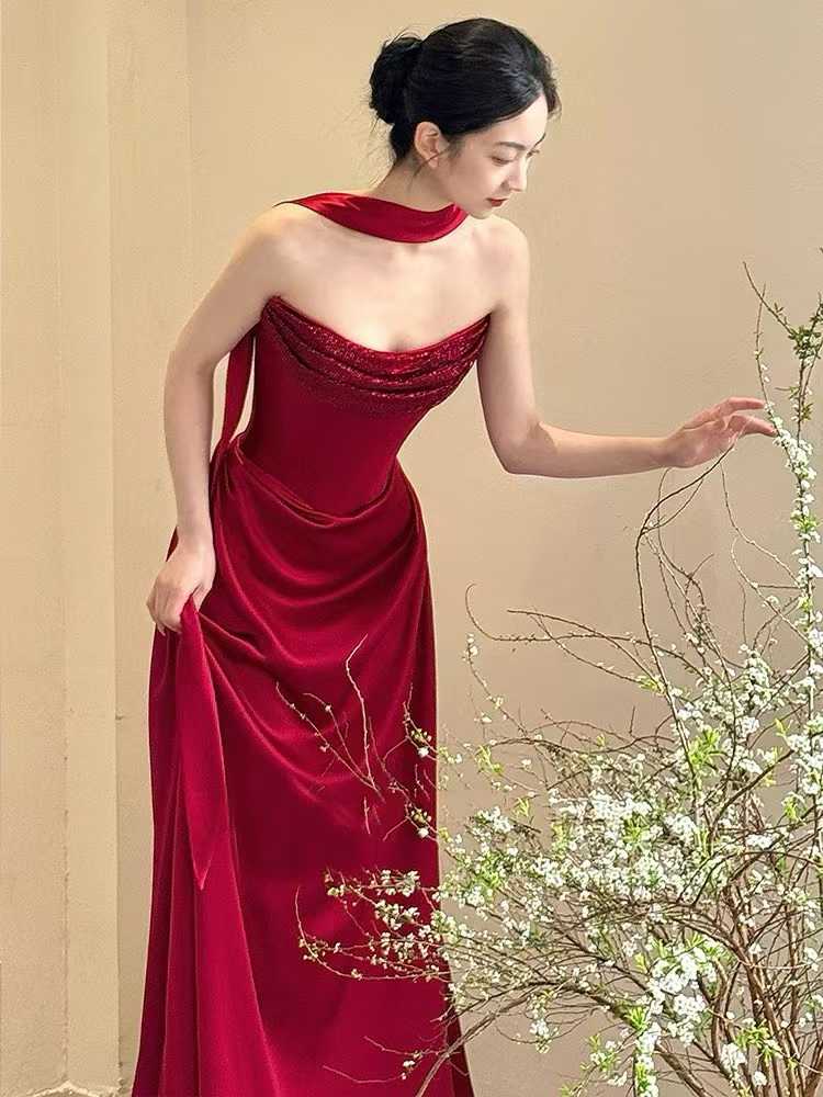 Wine Red Dress - Bridesmaid Dress - Floor Length Elegant Wine Red Dress - Bridesmaid Dress - Floor Length Elegant