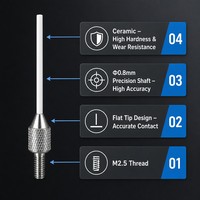 Sonde à pointe plate en céramique SD0.80X20mm, filetage M2.5, stylet de mesure de précision pour indicateur à cadran, pièce de rechange pour micromètre