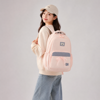 Sac à dos scolaire unisexe pour enfants en tissu Oxford imperméable avec motif à pois, poche arrière zippée et grande capacité pour les voyages