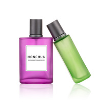 Vente en gros atomiseur noir rose unique à visser sur bouteilles de parfum en verre vides de 50ml emballage et boîte