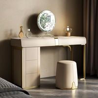 Coiffeuse de luxe légère de style italien en marbre avec panneau en contreplaqué et armoire de rangement intégrée, poste de maquillage pour chambre moderne