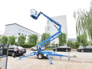 CE Lifter Machine Towable Man Lift Cherry Picker Telescopic Boom Lift With Height 10-24m