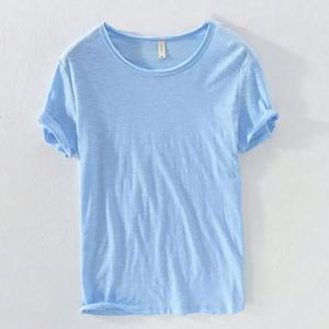 Sommer Neues Baumwoll-T-Shirt für Herren V-Ausschnitt Einfarbig Lässiges T-Shirt Basic Tees Größe M-3XL Locker Sitzende Kurzarm-Oberteile - Product Image 3