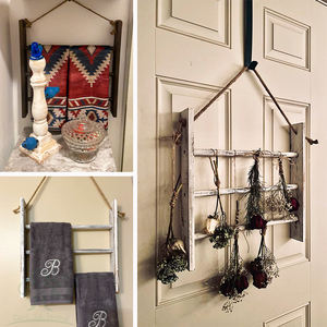 <span class=keywords><strong>Porte</strong></span>-serviettes à <span class=keywords><strong>main</strong></span> en bois rustique pour salle de bain, échelle de couverture de ferme pour salon <span class=keywords><strong>porte</strong></span>-serviettes décoratif suspendu avec corde - Product Image 5