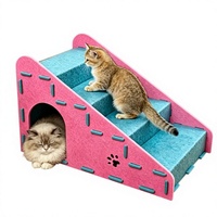Escalier en feutre respirant pour animaux de compagnie, échelle d'accès pour chats et chiens, pour lit et canapé, avec griffoir intégré