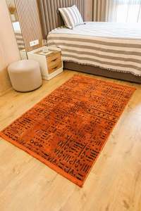 Alfombra Geométrica de Chenilla Mira Naranja Óxido, Ecológica, Apta para Mascotas, Lavable, Antideslizante, de Poliéster y Algodón, Moderna, de Pelo Corto para el Hogar - Product Image 6